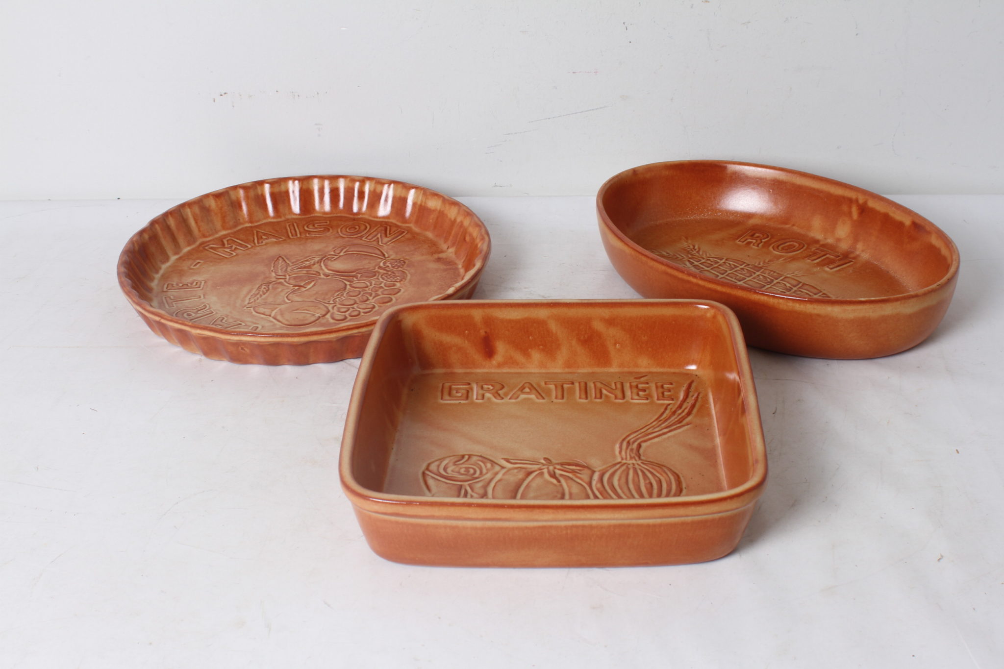 Lot de trois plats à four - Gratin/Roti/Tarte