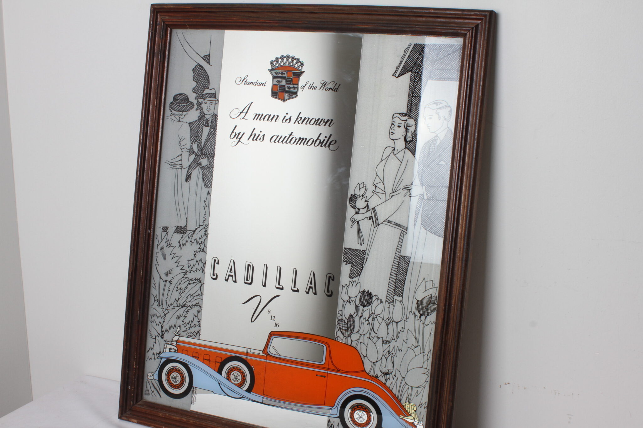 Miroir publicitaire vintage sérigraphié Cadillac – Image 2