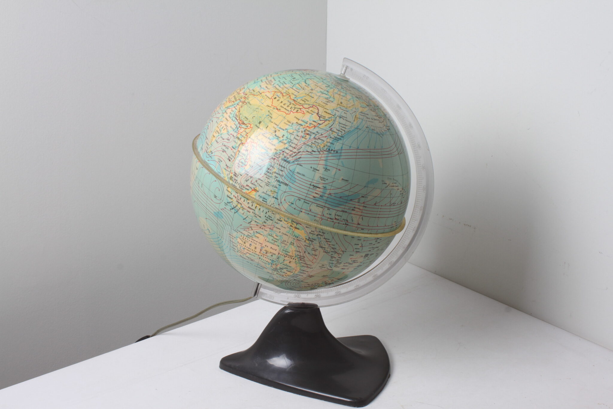 Globe terrestre lumineux, mappemonde vintage