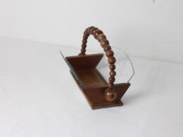 Ancienne corbeille à fruit en bois et verre