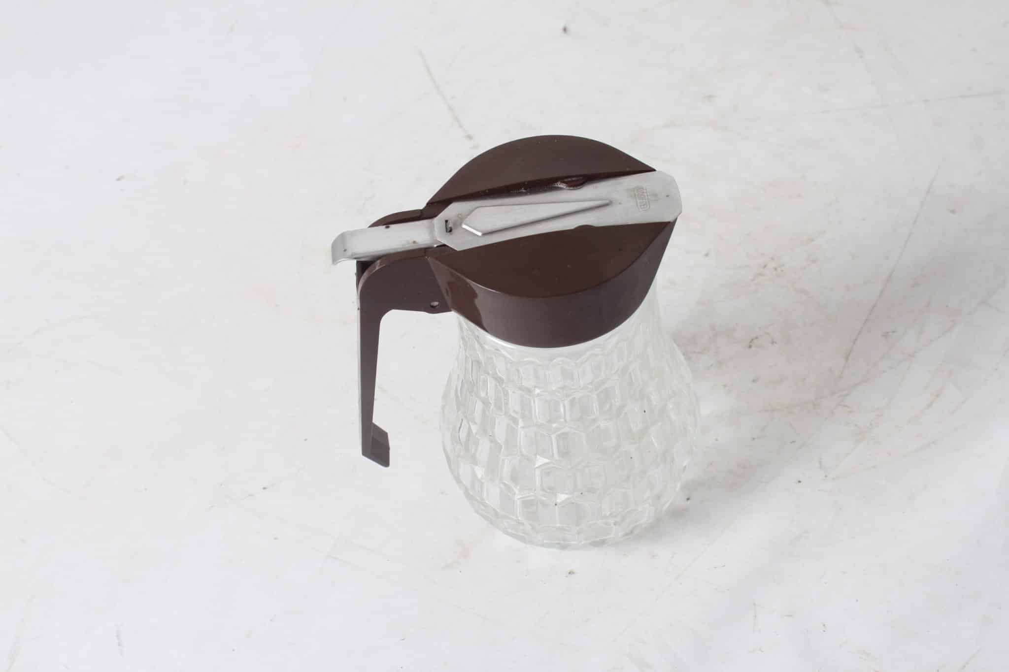 emmaus-scherwiller-etikette-occasion -verseuse-rostfrei -Distributeur Sirop Lait Sucre en verre vintage - Stoha (1)
