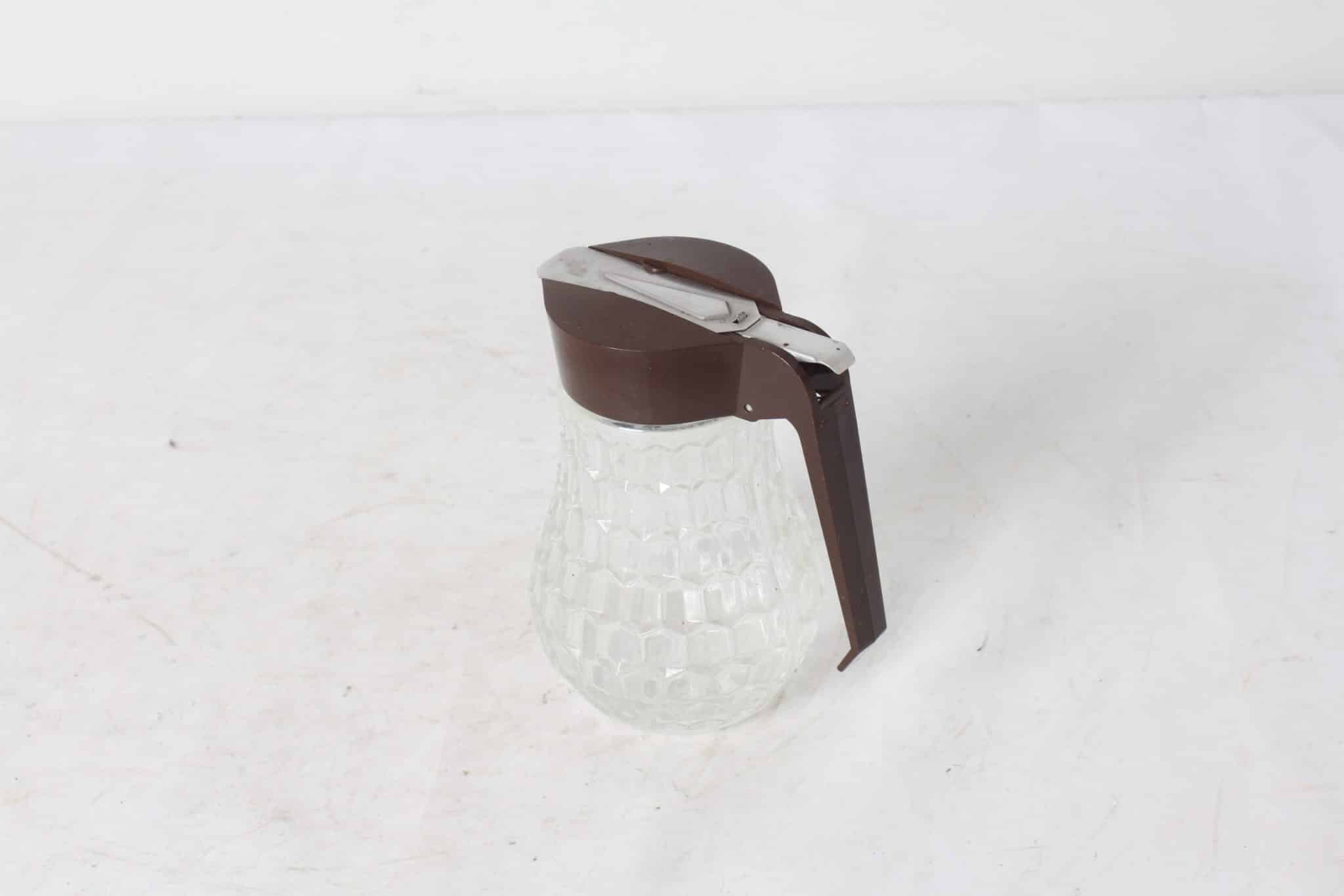 emmaus-scherwiller-etikette-occasion -verseuse-rostfrei -Distributeur Sirop Lait Sucre en verre vintage - Stoha (2)