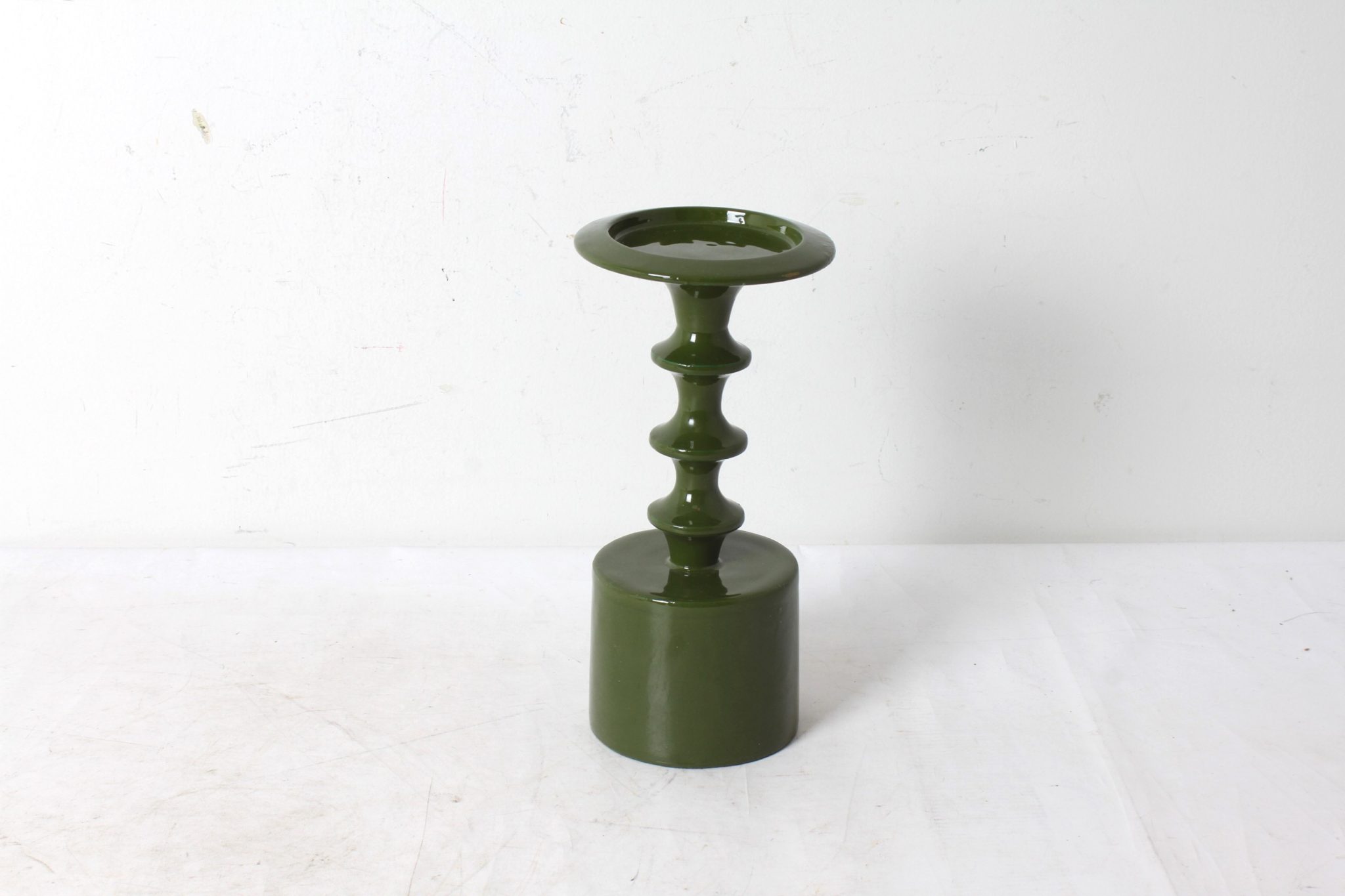 emmaus-scherwiller-etikette-occasion -Grand- bougeoir -céramique - COLMORE-vert-mousse (1)