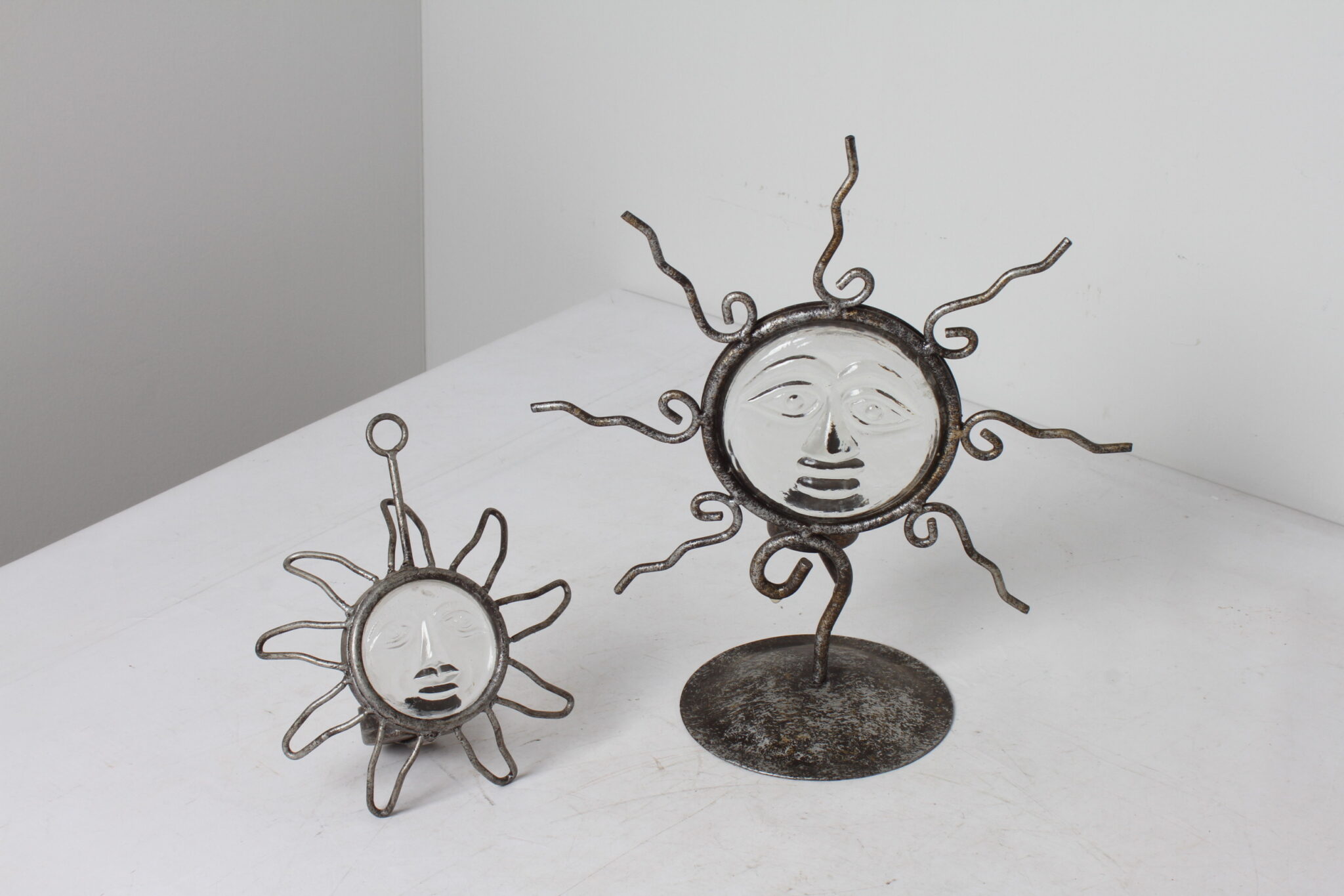 2 bougeoir soleil en métal et verre (2)