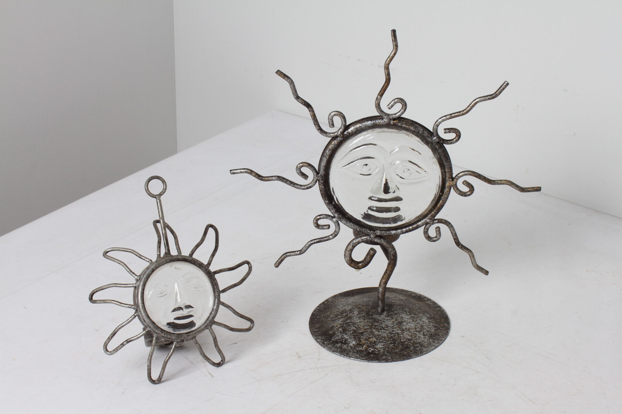 2 bougeoir soleil en métal et verre (3)