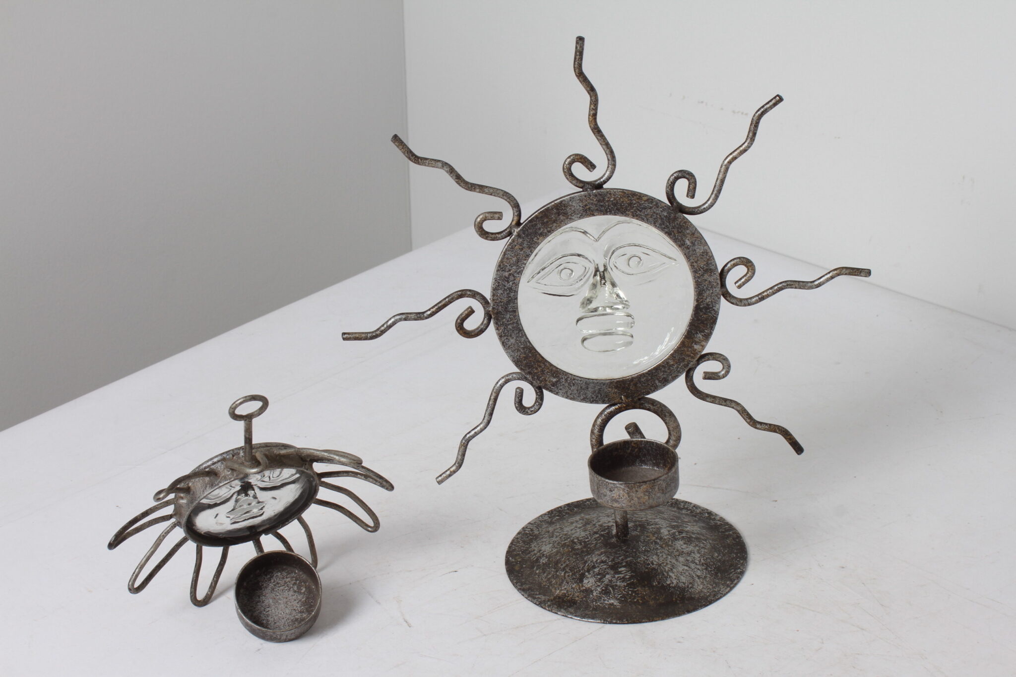 2 bougeoir soleil en métal et verre (4)