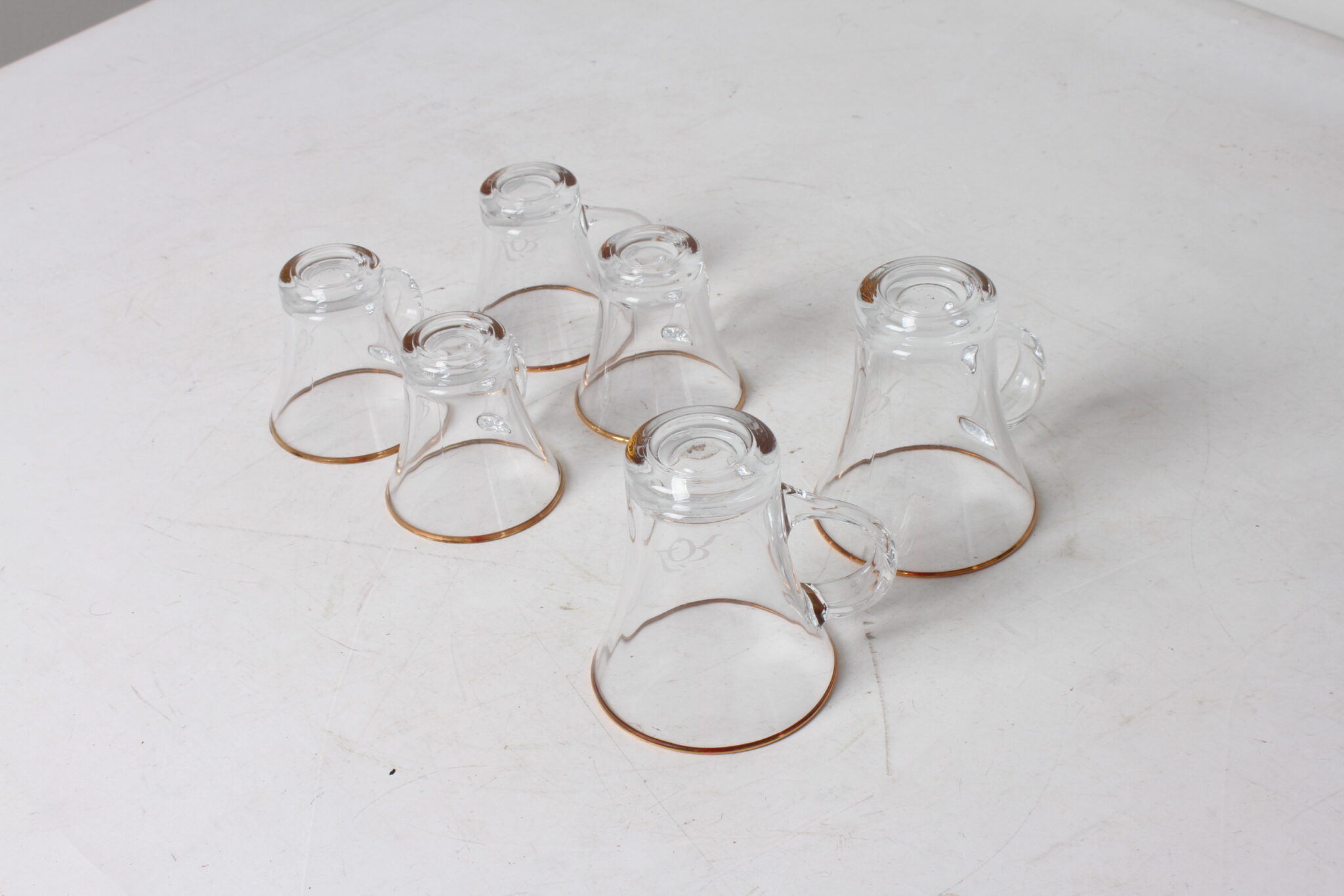 2 tasses Lungo et 4 tasses espresso de l'or en verre transparent décor doré (1)