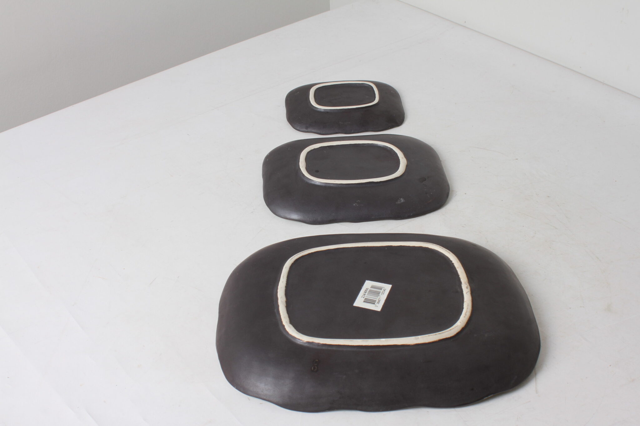 3 plats en céramique émaillée verte style feuille – Bat Trang