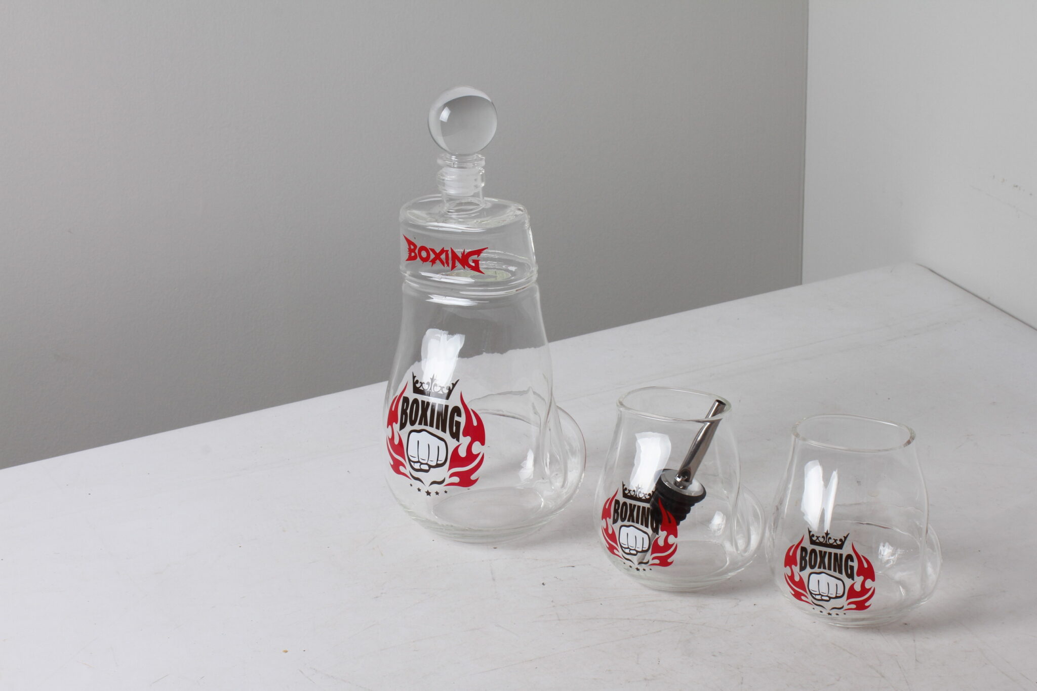 Carafe à wiski avec deux verre transparent Boxing (2)