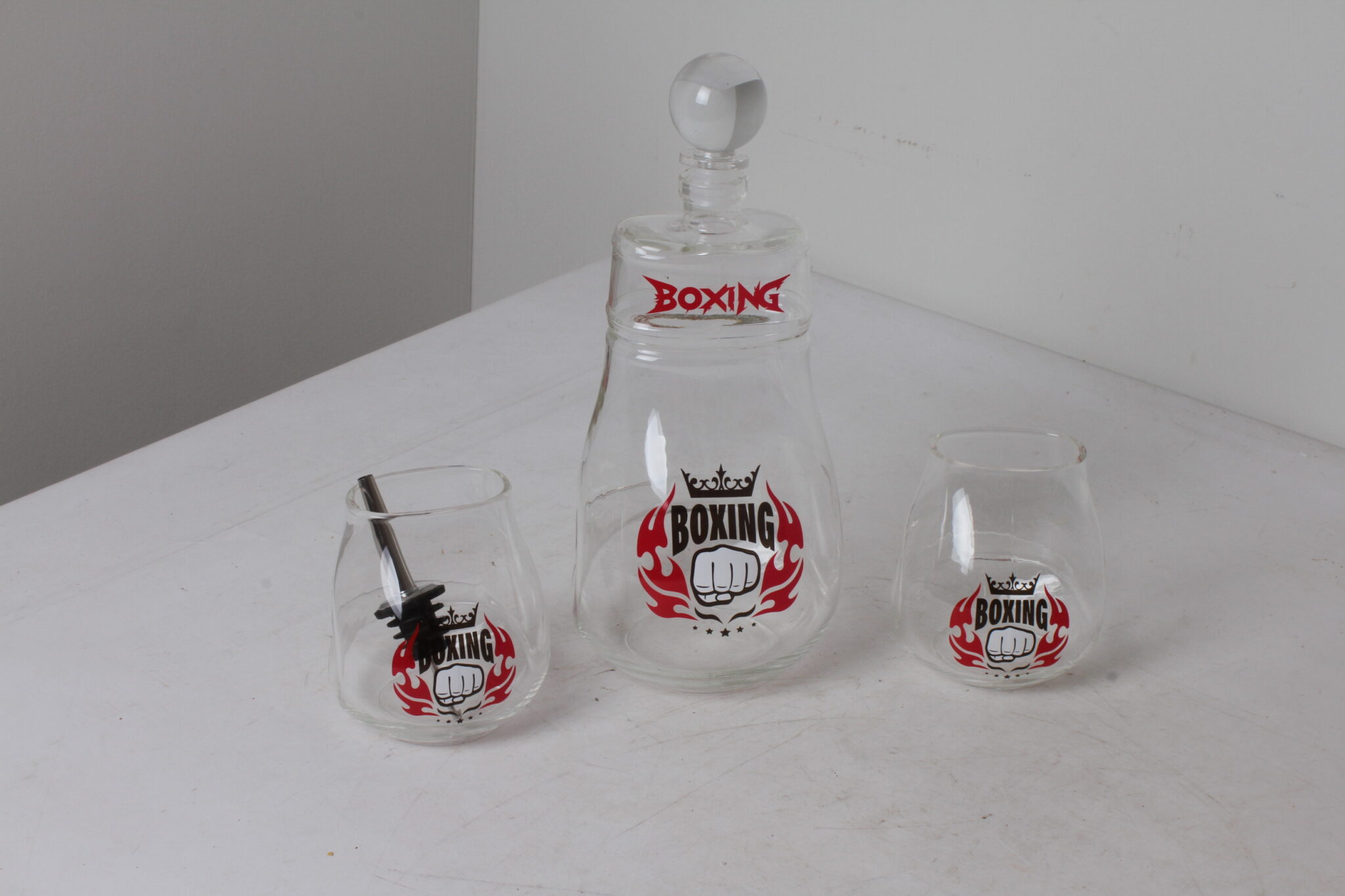 Carafe à wiski avec deux verre transparent Boxing (3)