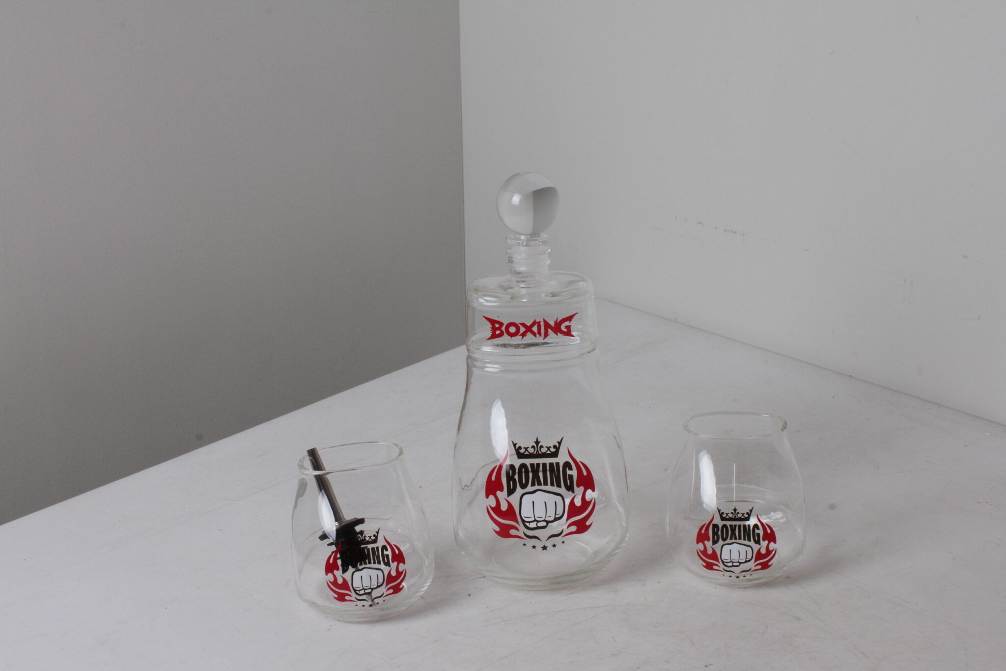 Carafe à wiski avec deux verre transparent Boxing (4)