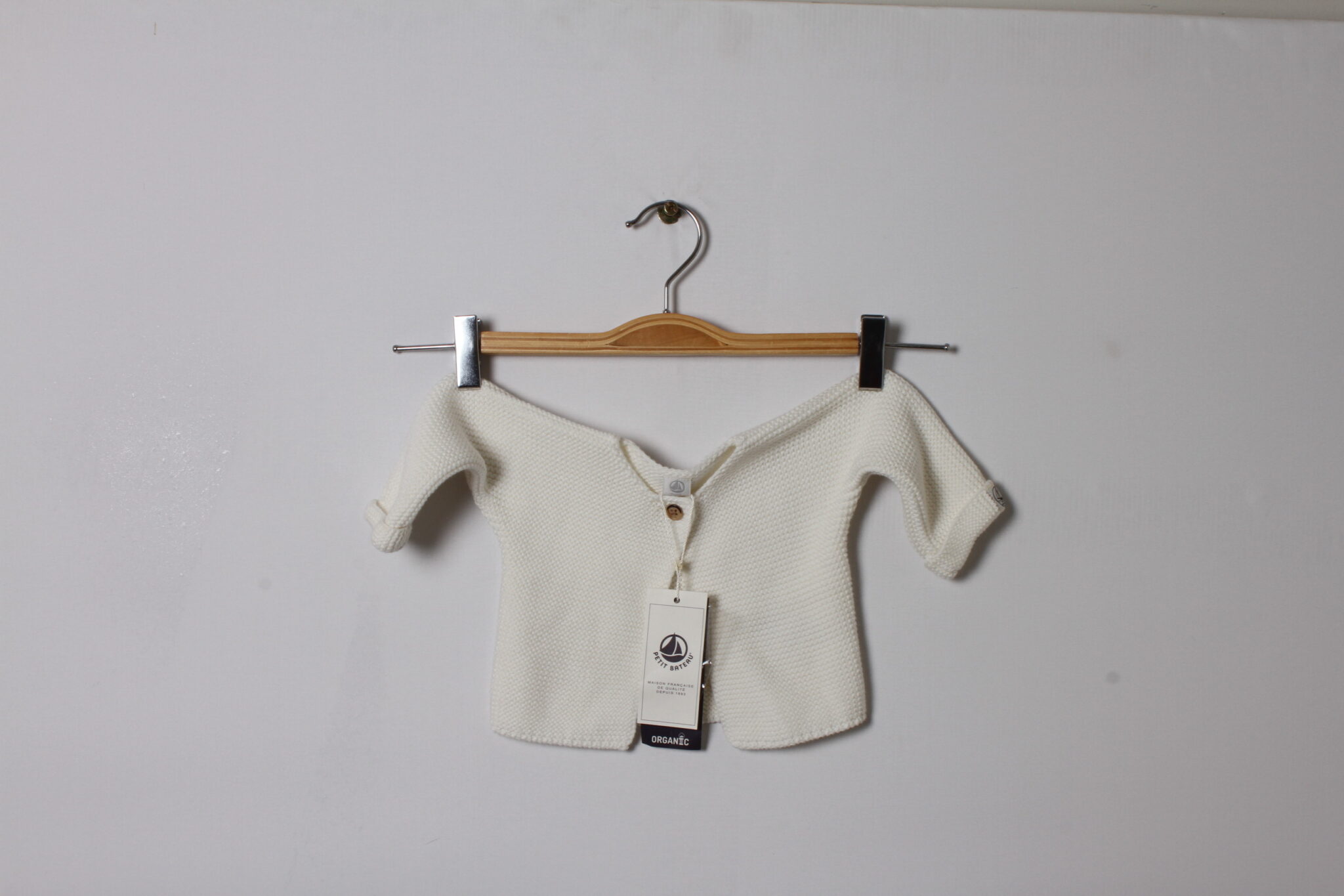 Gilet Tricot - Petite bateau Bio Blanc Taille 60 cm (2)