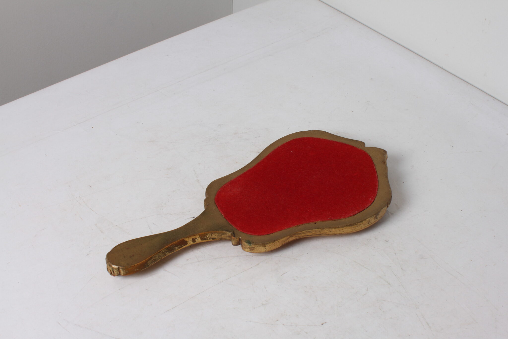 Miroir à la main en bois couleur doré vintage (1)