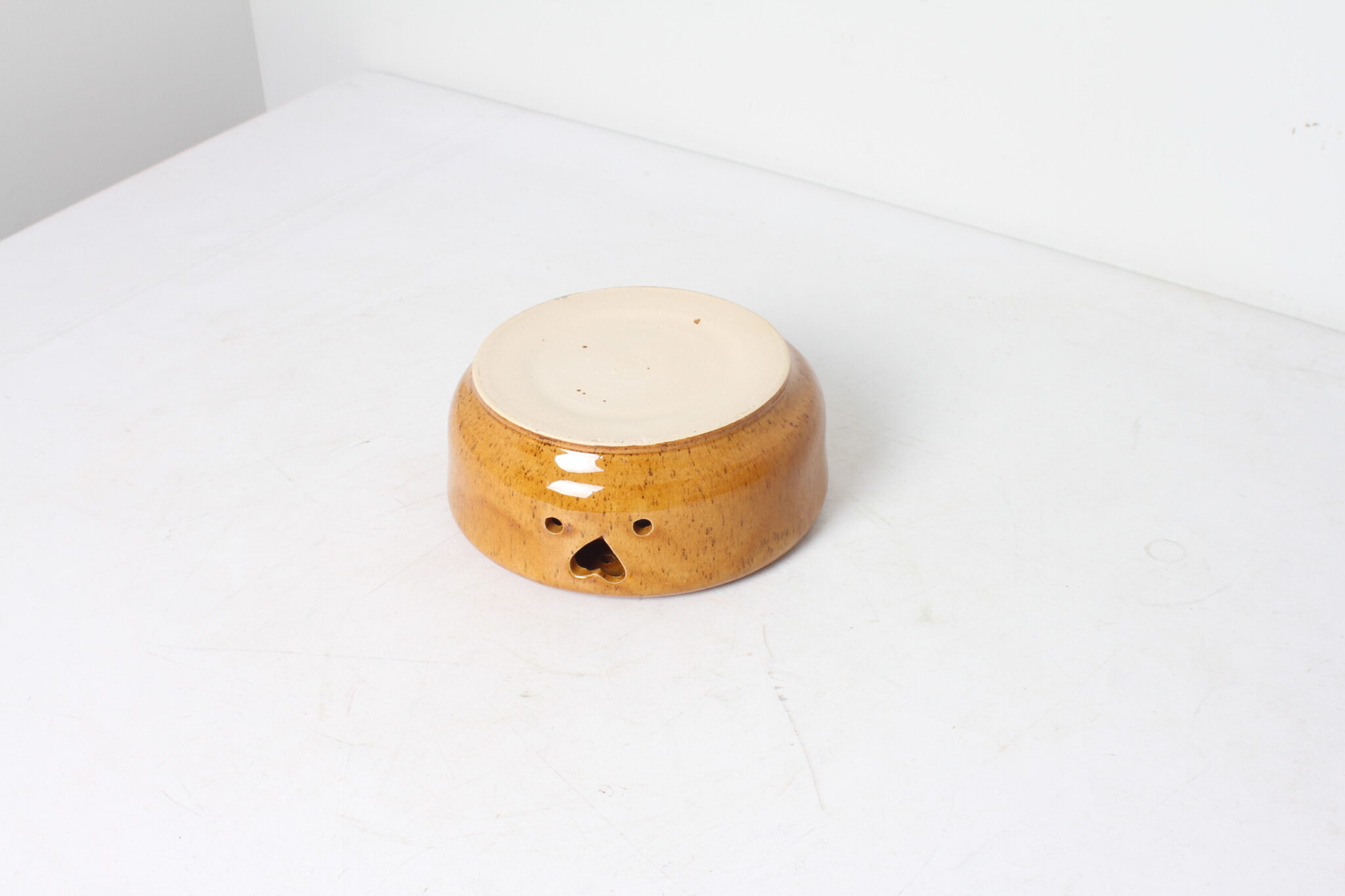 Porte bougie vintage en céramique couleur terre (3)