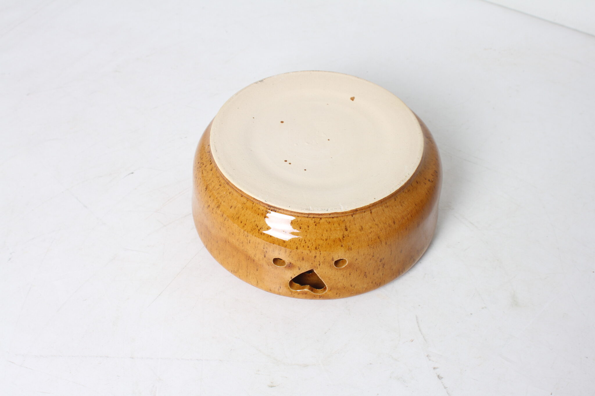Porte bougie vintage en céramique couleur terre (4)