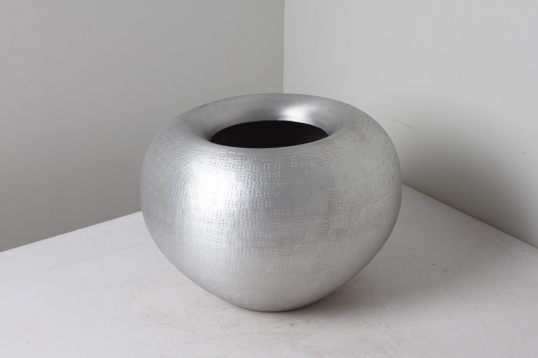 Pot de fleur en métal argenté Inde (3)