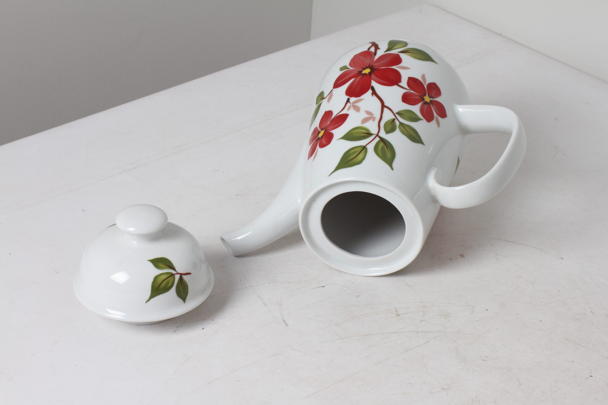 Théière en porcelaine blanc décor floral Winsterling Bavaria (4)