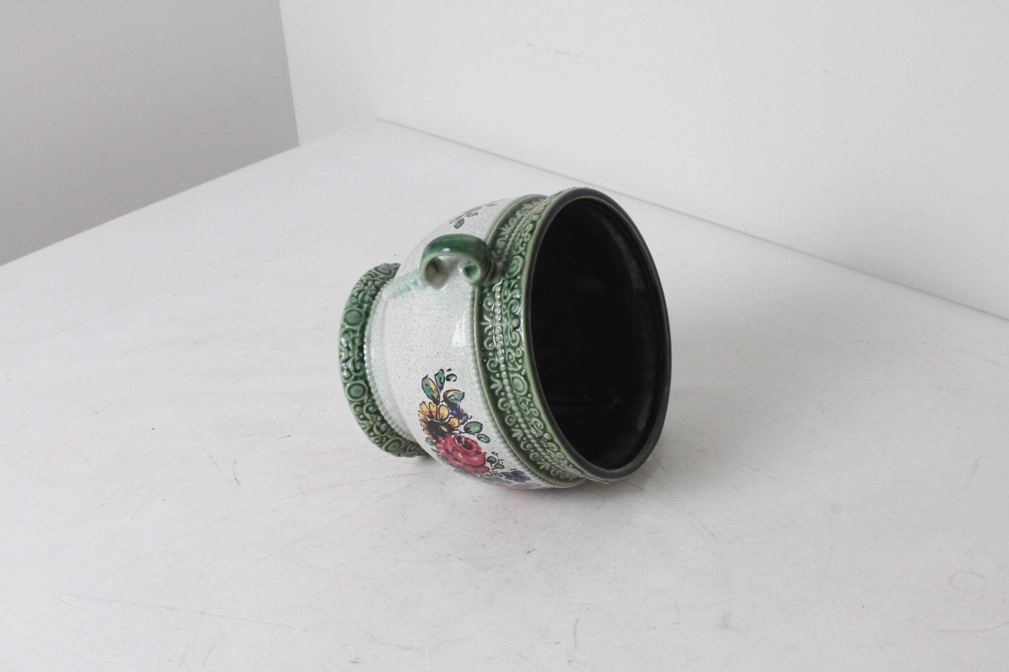 Vase avec décor florale en céramique vintage (4)