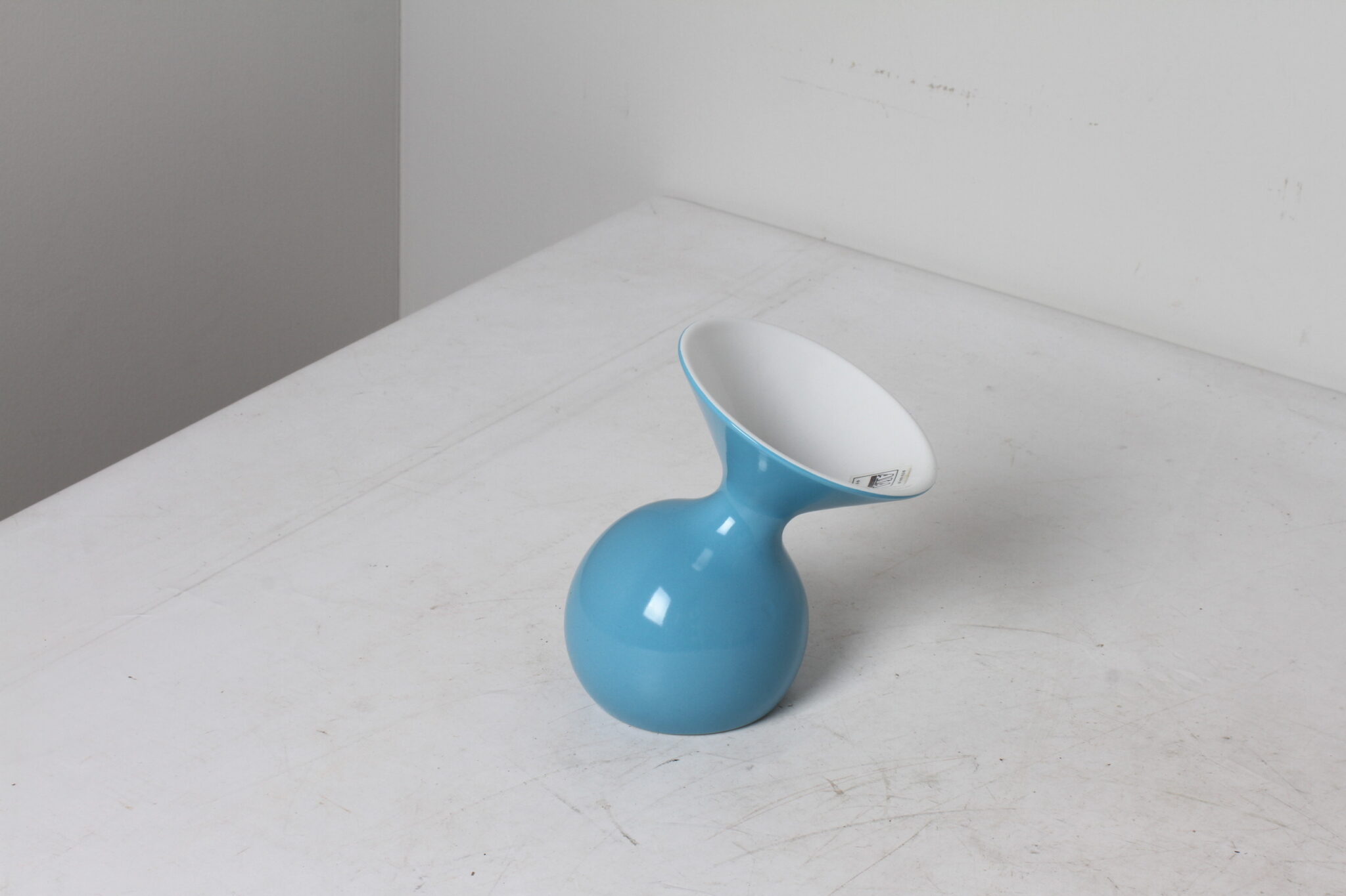 Vase bleu blanc céramique vintage Asa Sélection Germany (1)
