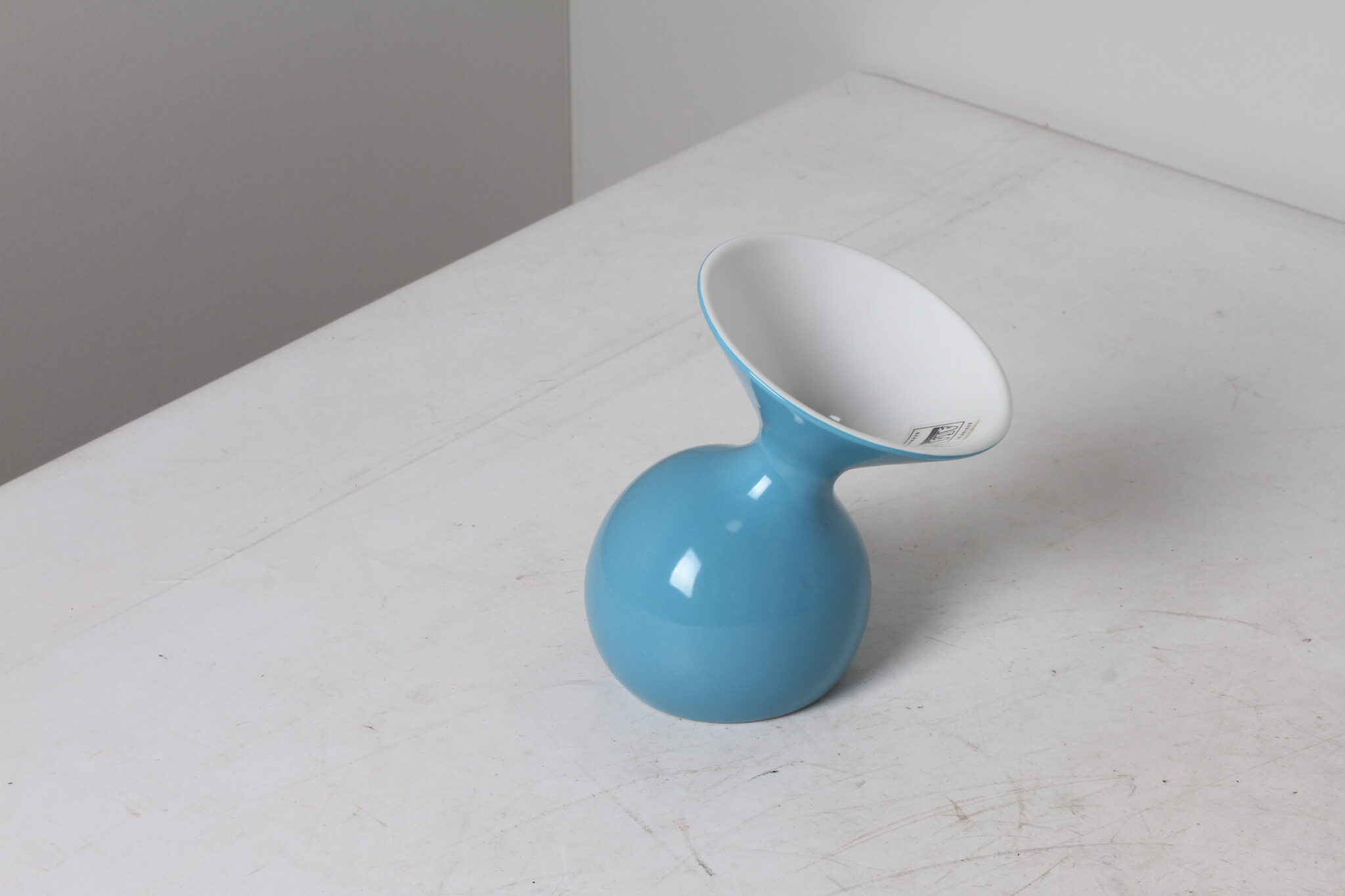 Vase bleu blanc céramique vintage Asa Sélection Germany (2)