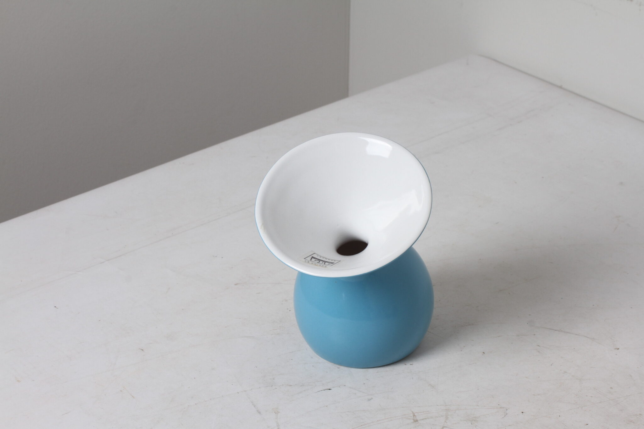 Vase bleu blanc céramique vintage Asa Sélection Germany (3)
