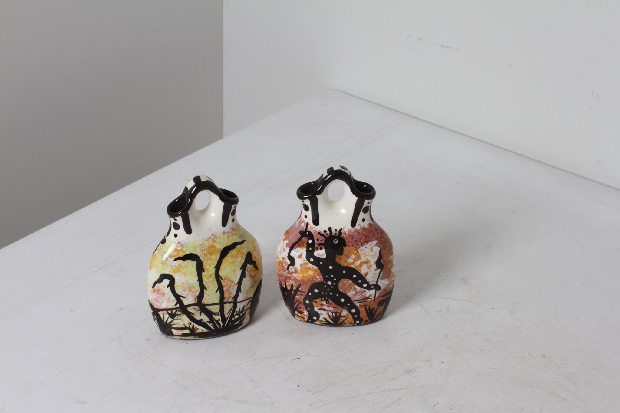 Vase sculptural vintage signé Immanuel style amérindien Apache Arizona (1992)