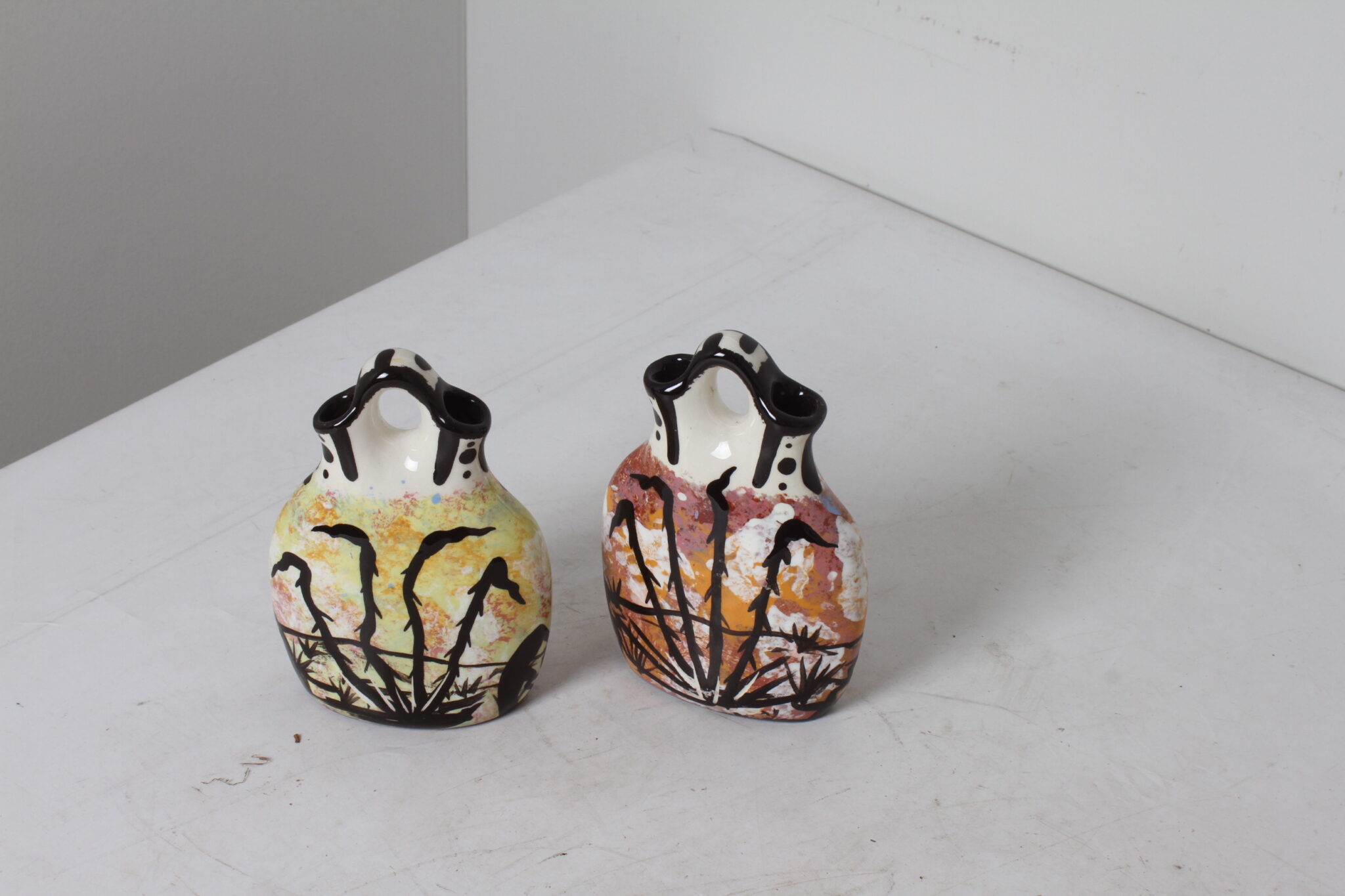 Vase sculptural vintage signé Immanuel style amérindien Apache Arizona (1994)