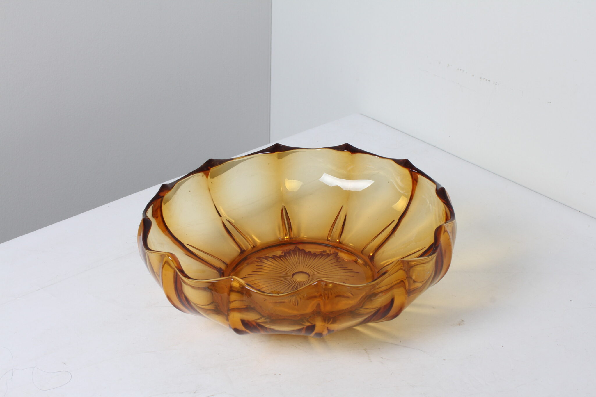 coupe à fruits en verre ambré vintage (2)
