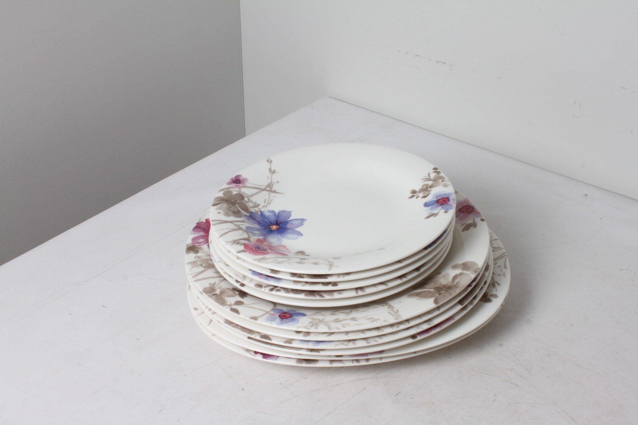 Lot de 11 assiettes petit-déjeuner porcelaine multicolore Villeroy & Boch Mariefleur Gris Germany (1)