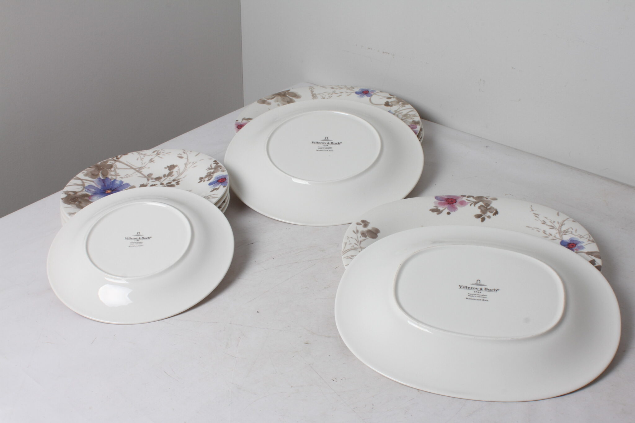 Lot de 11 assiettes petit-déjeuner porcelaine multicolore Villeroy & Boch Mariefleur Gris Germany (3)
