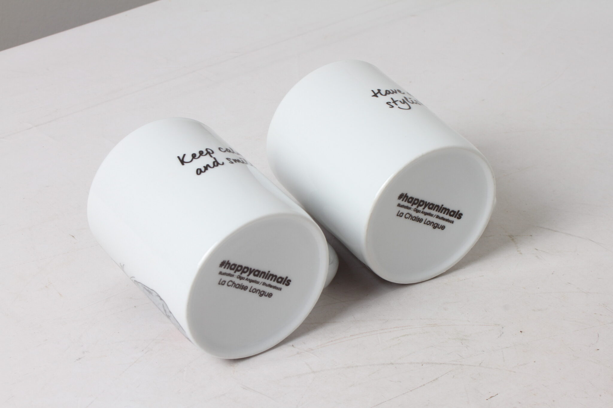 Lot de 2 tasses en porcelaine blanc motifs chats Happyanimals (4)