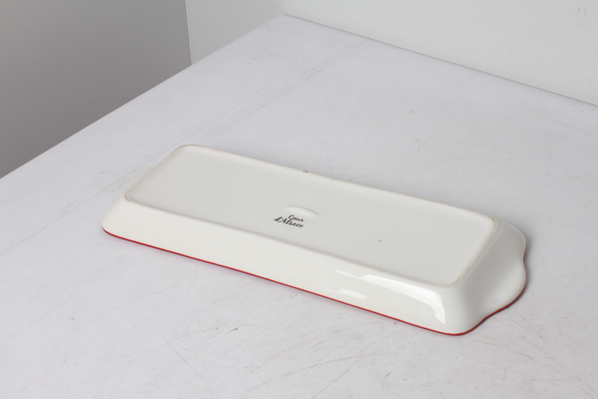 Plat en céramique cœur d'alsace rouge et blanc (4)
