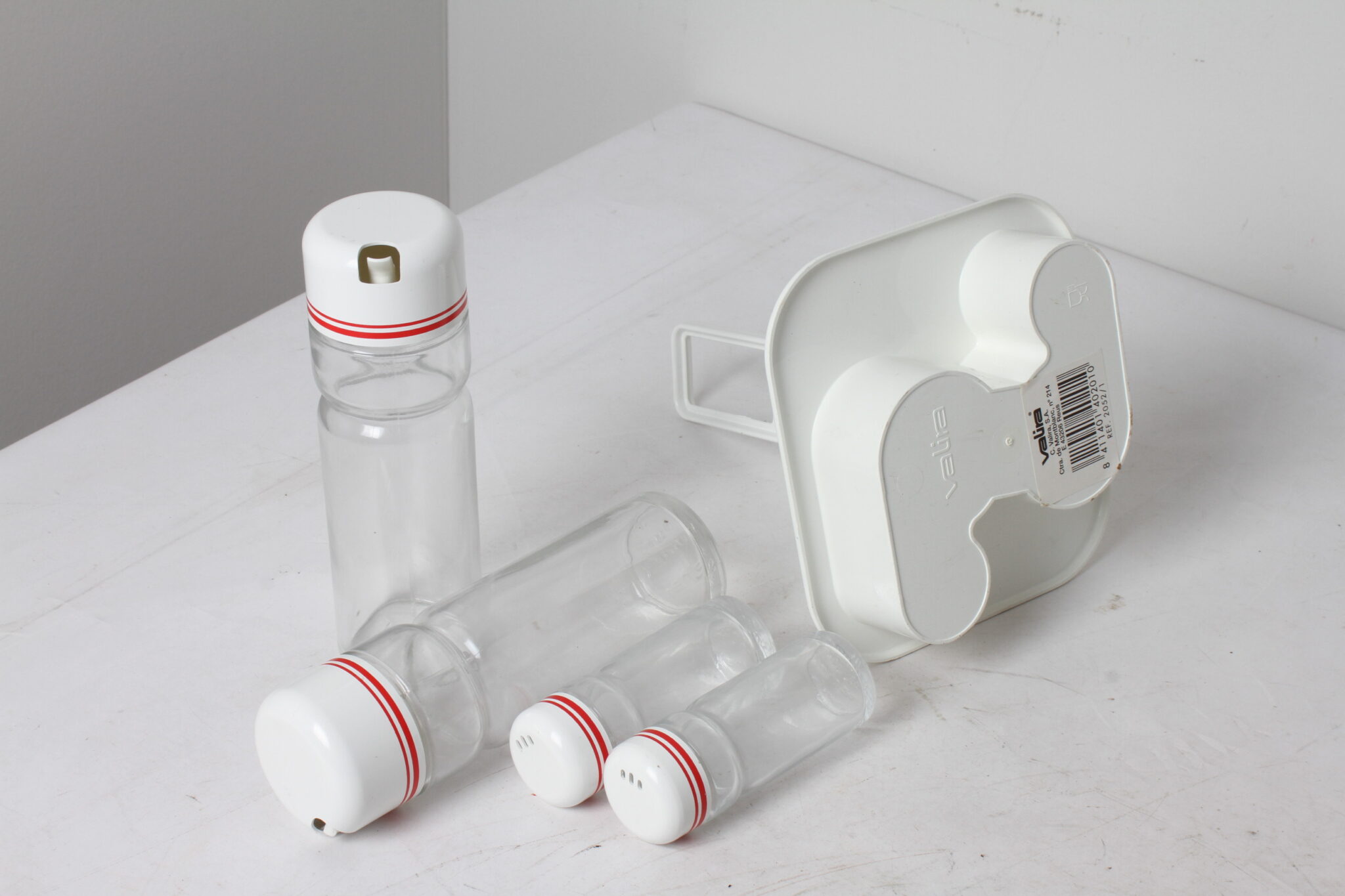 Serviteur condimentaire huile, vinaigre, sel et poivre vintage Valira (1)
