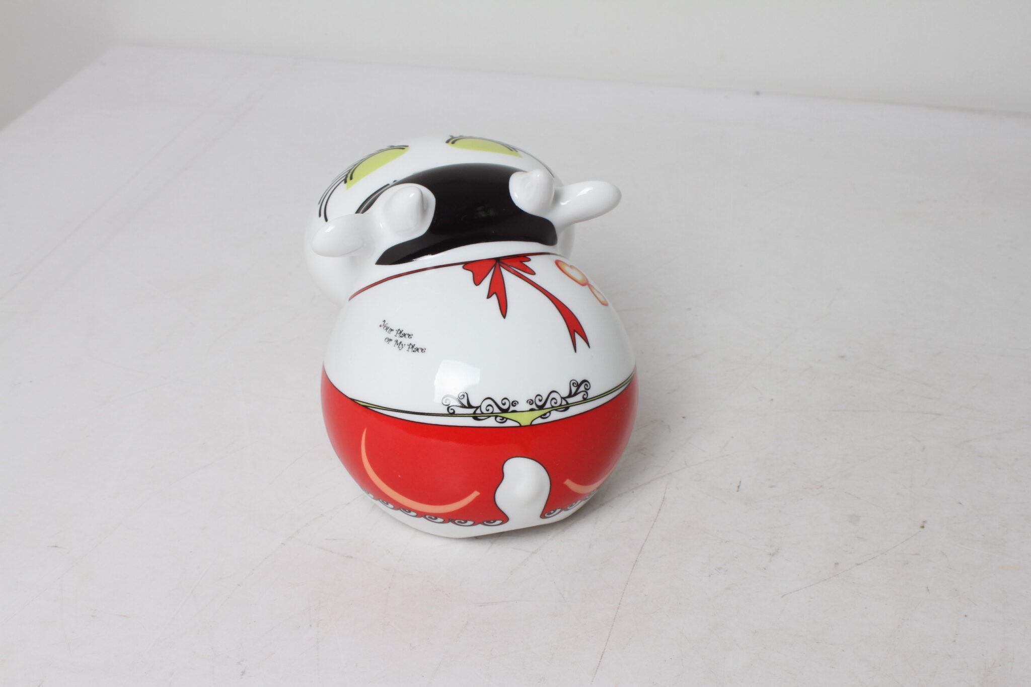 Tirelire en céramique vache rigolote multicolore (5)