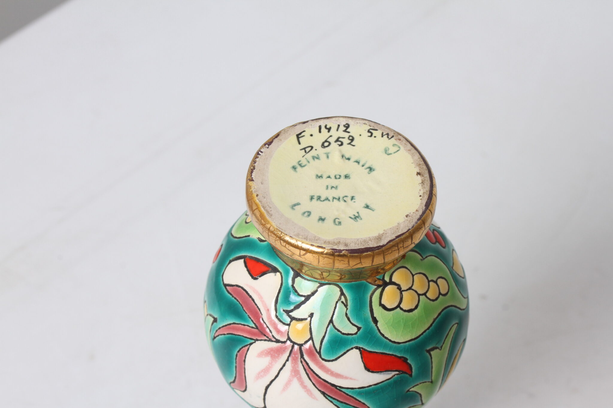 Vase émaux de Longwy peint main céramique (1)