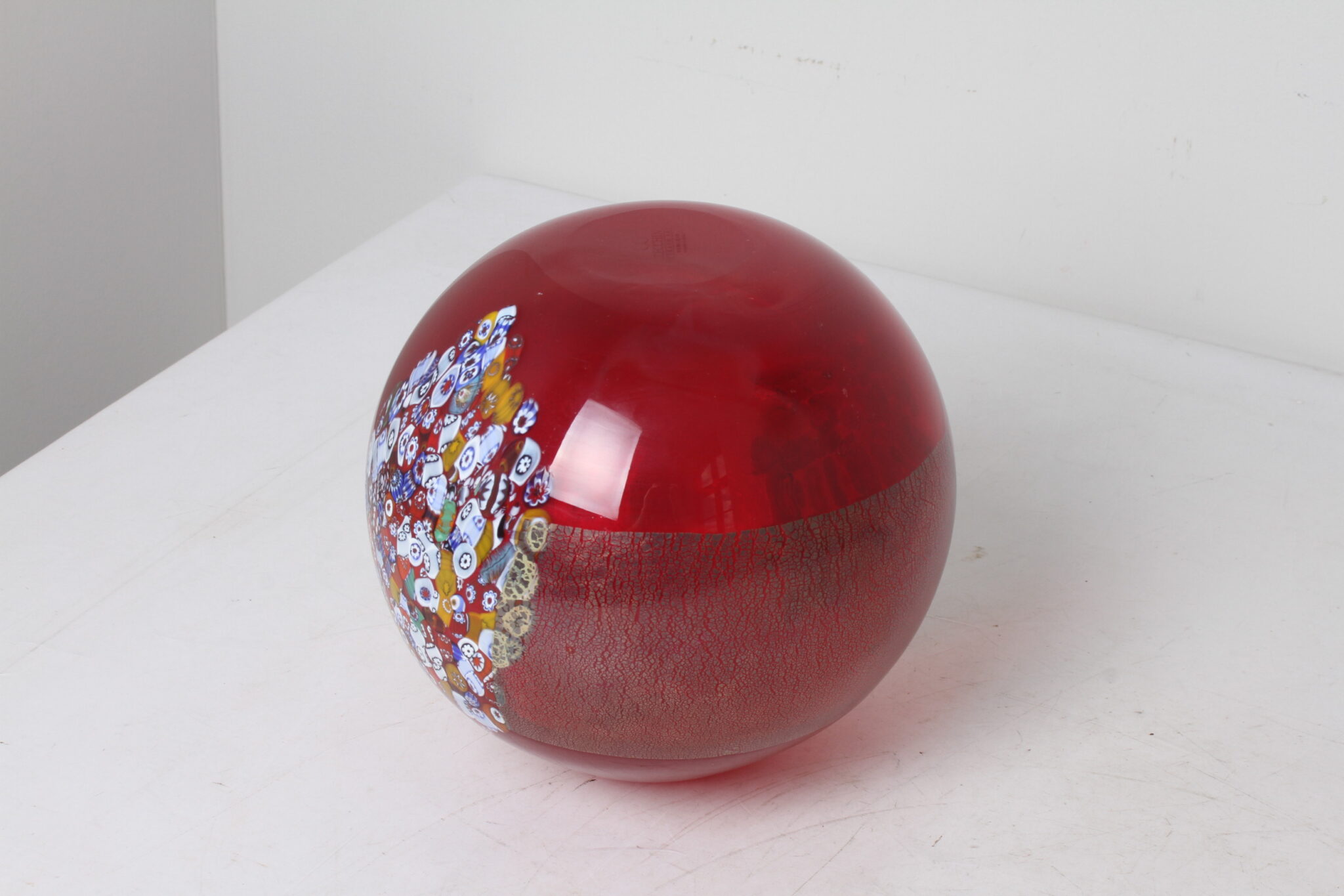 Vase rouge verre soufflé de Murano Zecchin Italie (1)