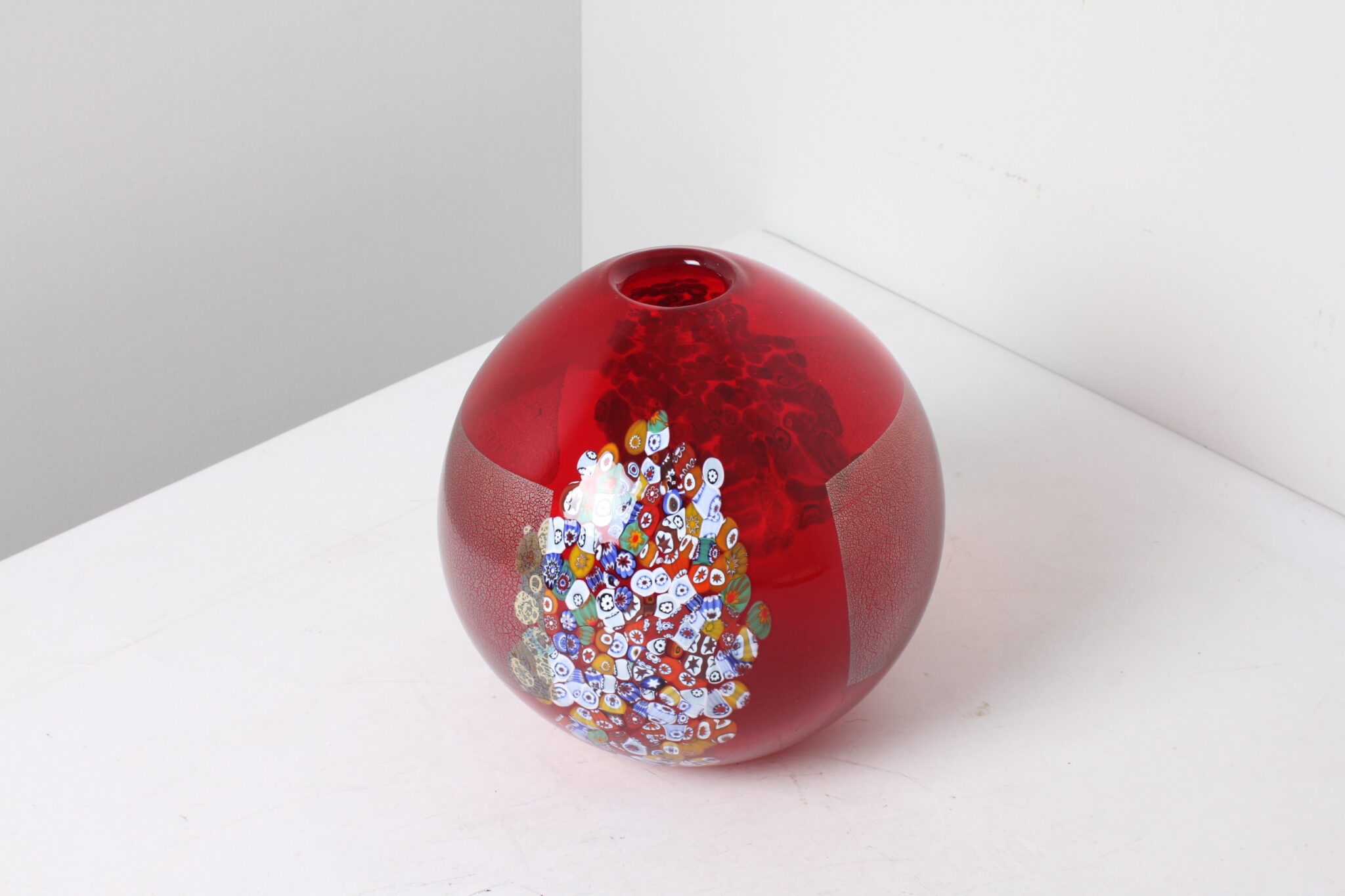 Vase rouge verre soufflé de Murano Zecchin Italie (2)