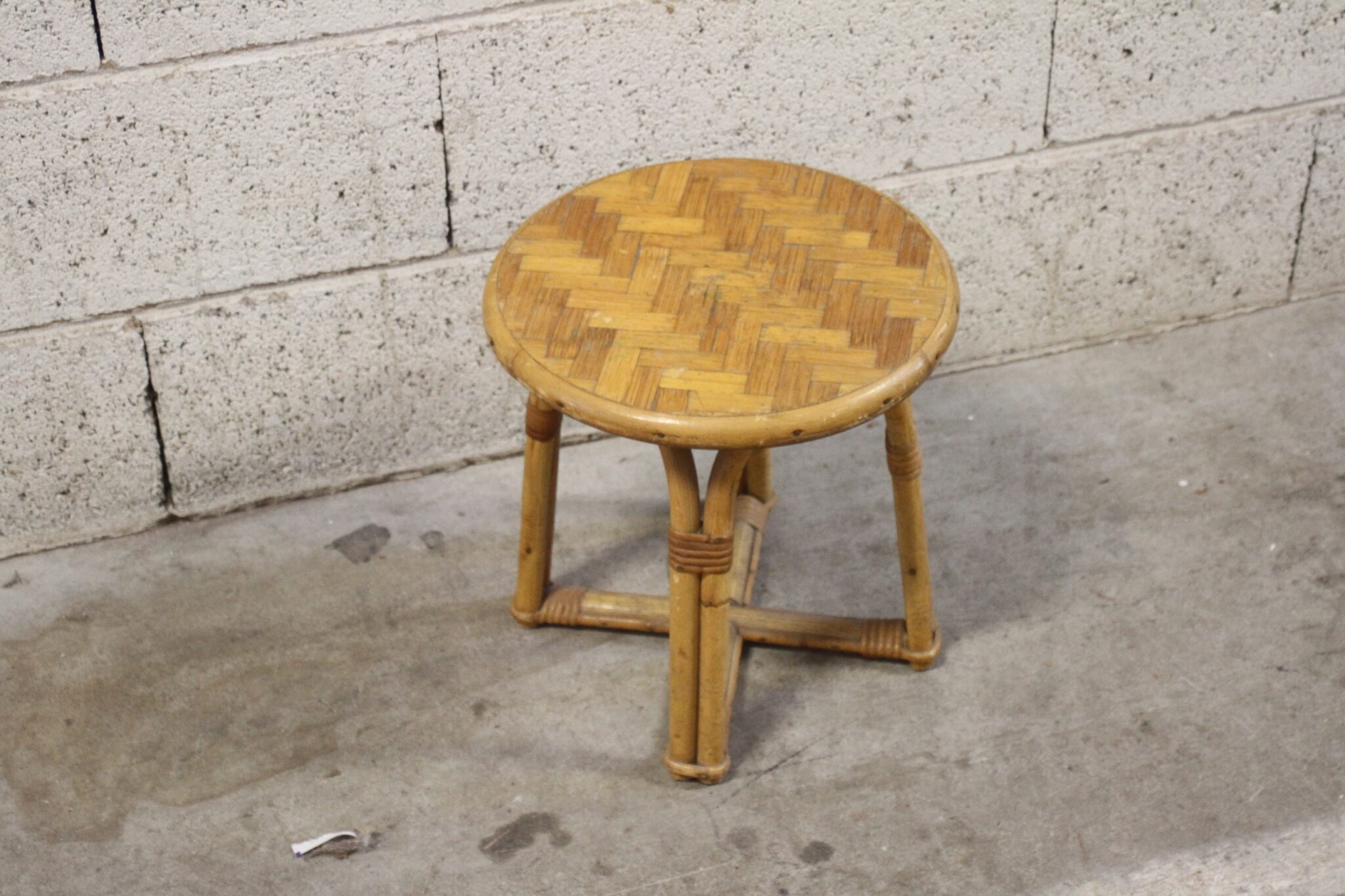 Sellette ronde vintage en bambou