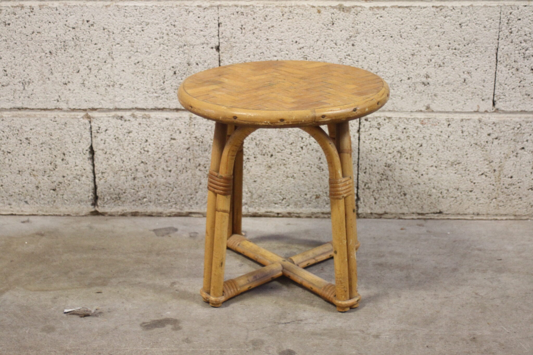 Sellette ronde vintage en bambou – Image 2