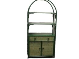 Etagère en bois et rotin vert