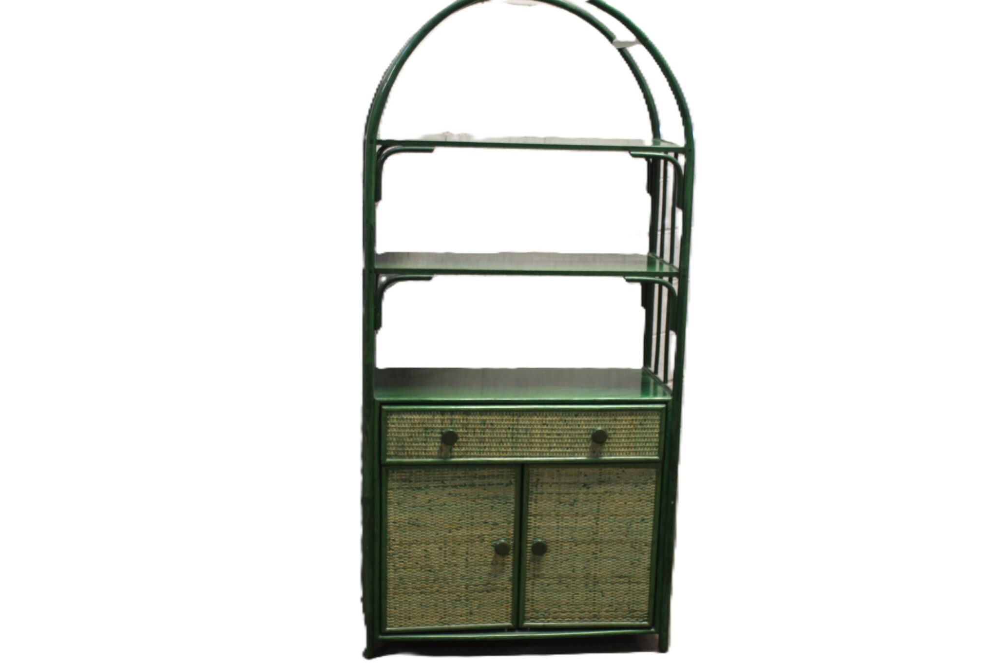 Etagère en bois et rotin vert