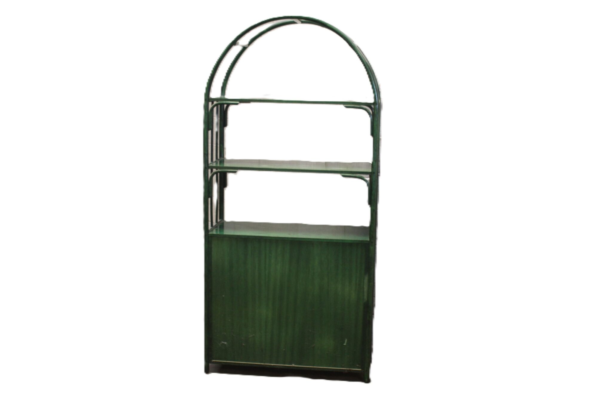 Etagère en bois et rotin vert – Image 2