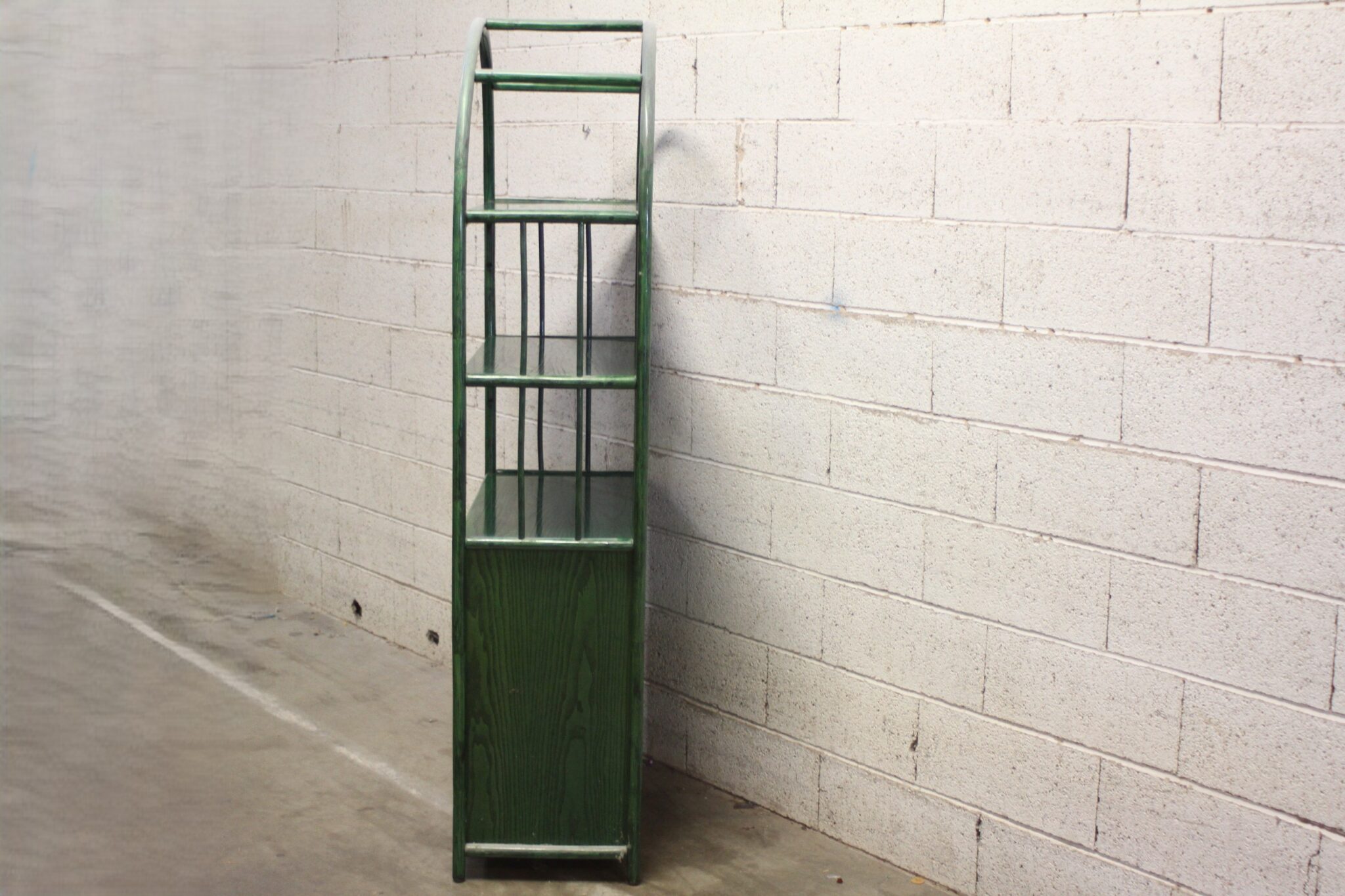 Etagère en bois et rotin vert – Image 3